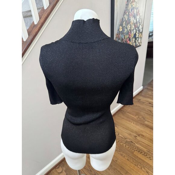 MISSONI Short-sleeved roll-neck sweater glitter effect black size 42 / 6 - Picture 4 of 5